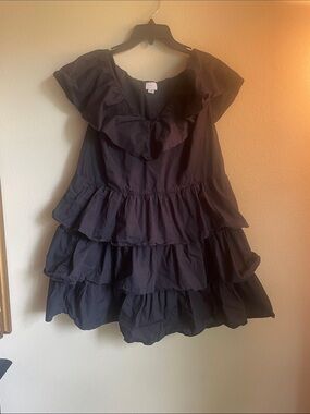 A new day Black Ruffle Tiered Dress printed poplin 1X